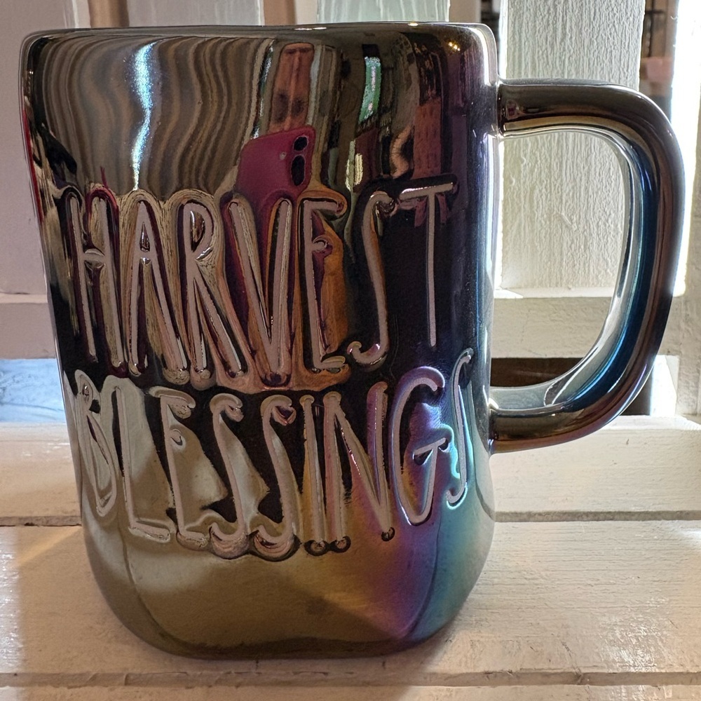 Rae Dunn Iridescent Mug with 'Harvest Blessings'